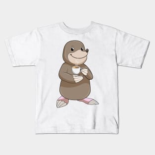 Mole with Coffee Cup Kids T-Shirt